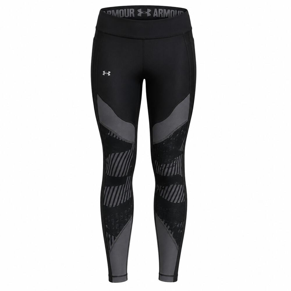 Under Armour HeatGear Compression Capri Leggings Black Gray Womens M